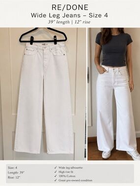 Re/Done White High-Rise Wide-Leg Jeans